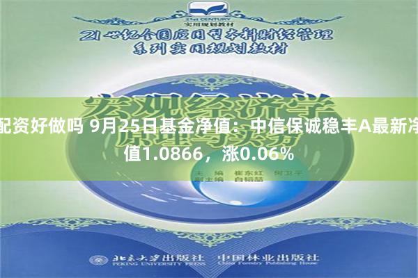 配资好做吗 9月25日基金净值：中信保诚稳丰A最新净值1.0866，涨0.06%